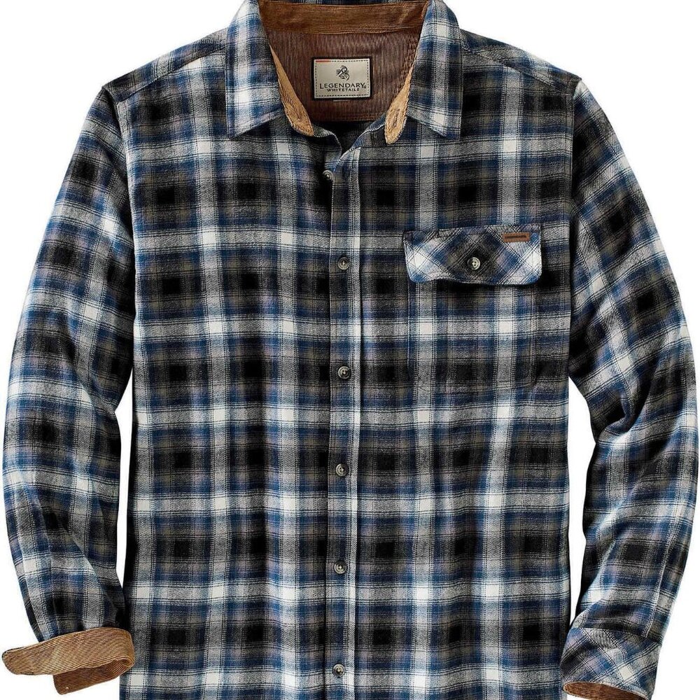 Legendary Whitetails Men's Blue Plaid 100%COTTON Big&Tall Flannel Shirt Size 2XT